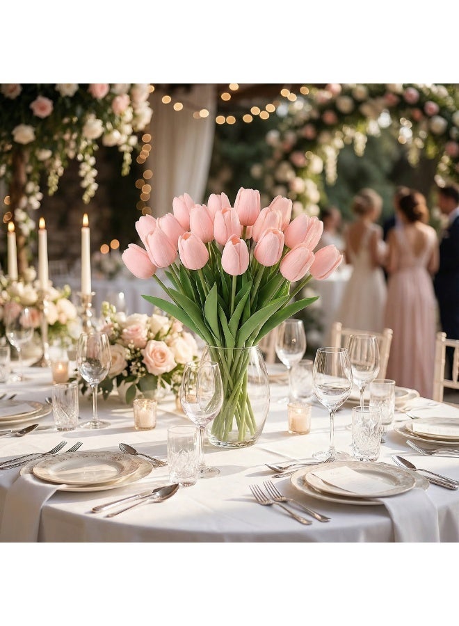 12 PCS Pink Artificial Tulip Flowers - Real Touch Fake Tulips for Home Wedding Party Decor - Image 5